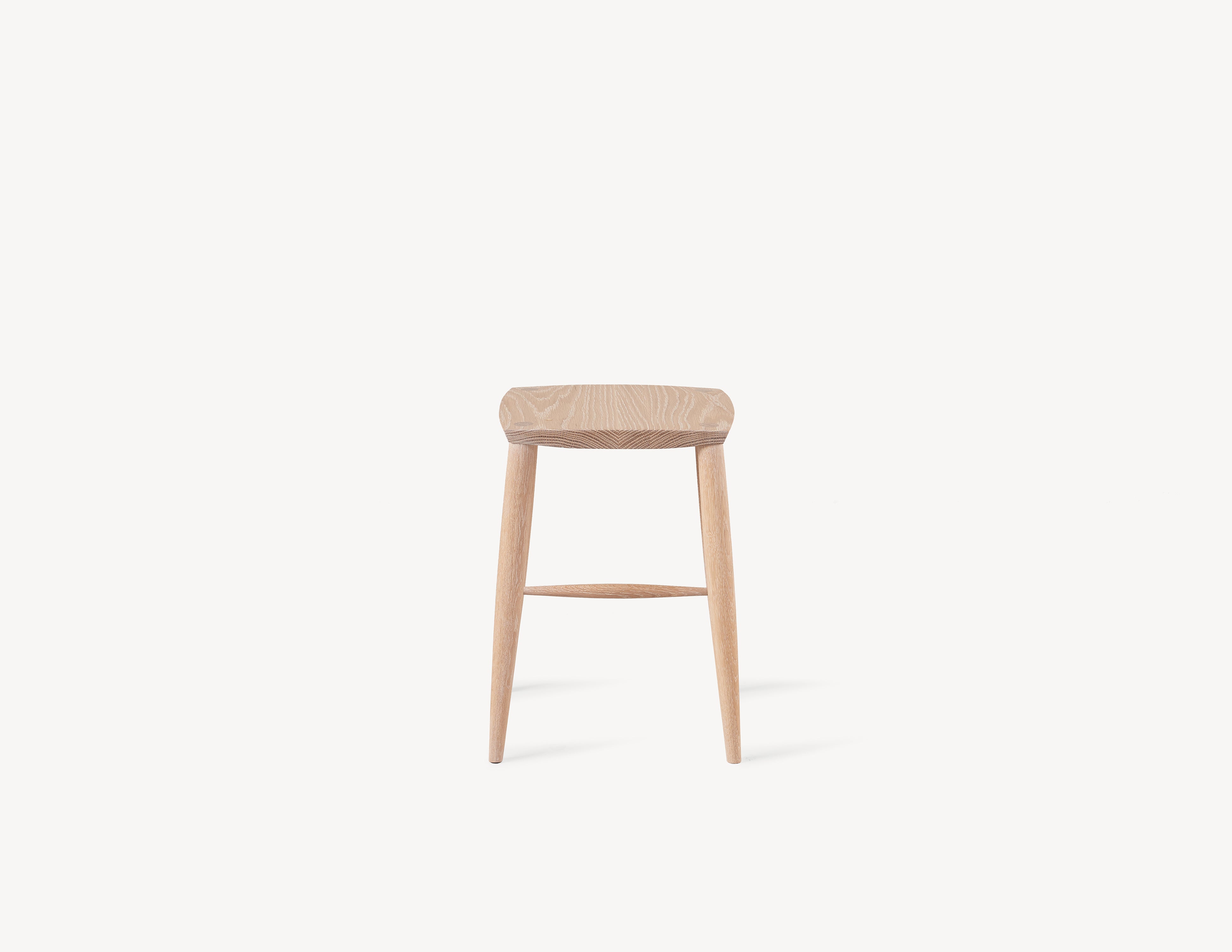 short minimal wooden stool in light white oak wood