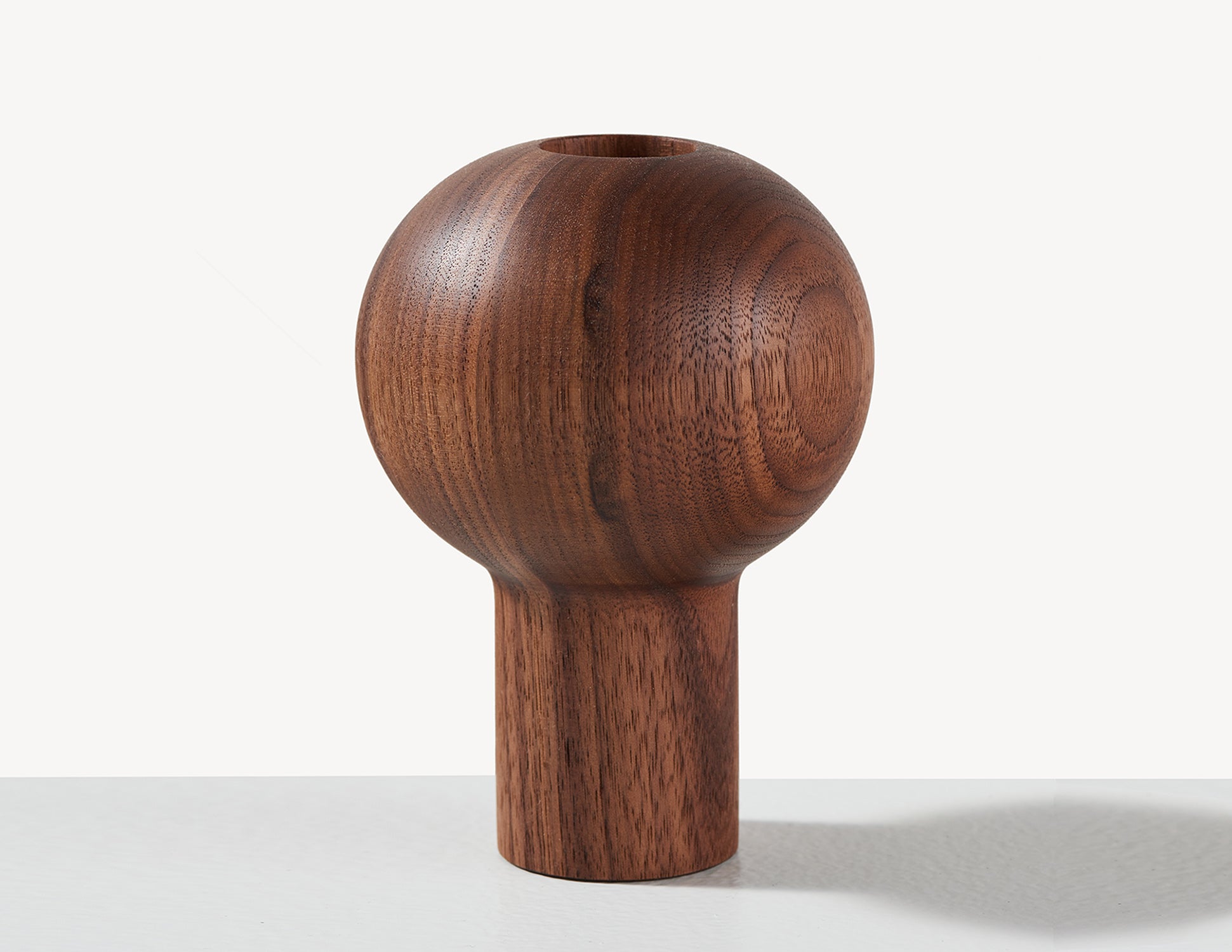 round wooden dry vase in walnut wood